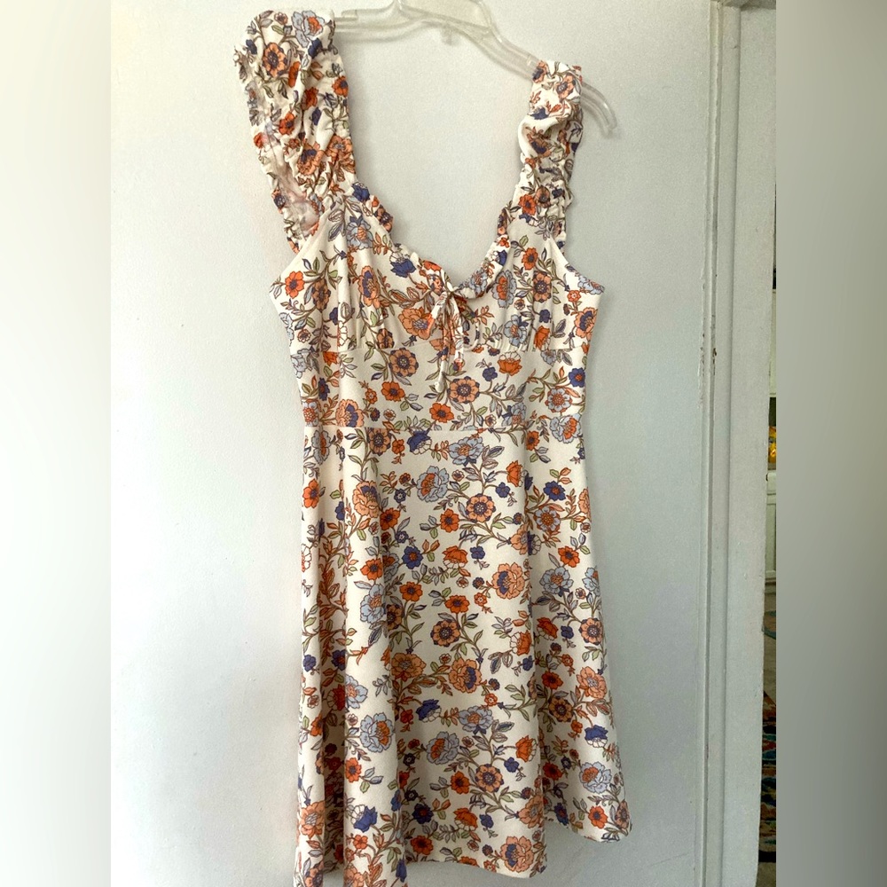 Cute floral off shoulder puff sleeve dress